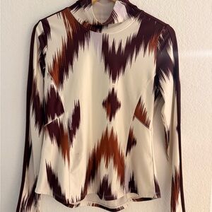 Stylish Long Sleeve Top in Brown and Cream